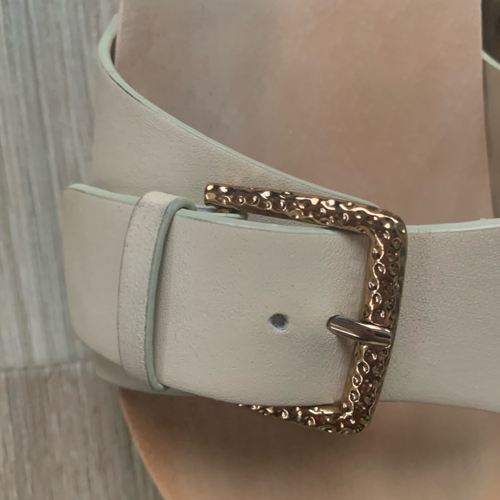 Ulla Johnson Women's Buckle Wooden Clog Slide Sandals Cream Size 38.5 US 8 - Picture 2 of 11